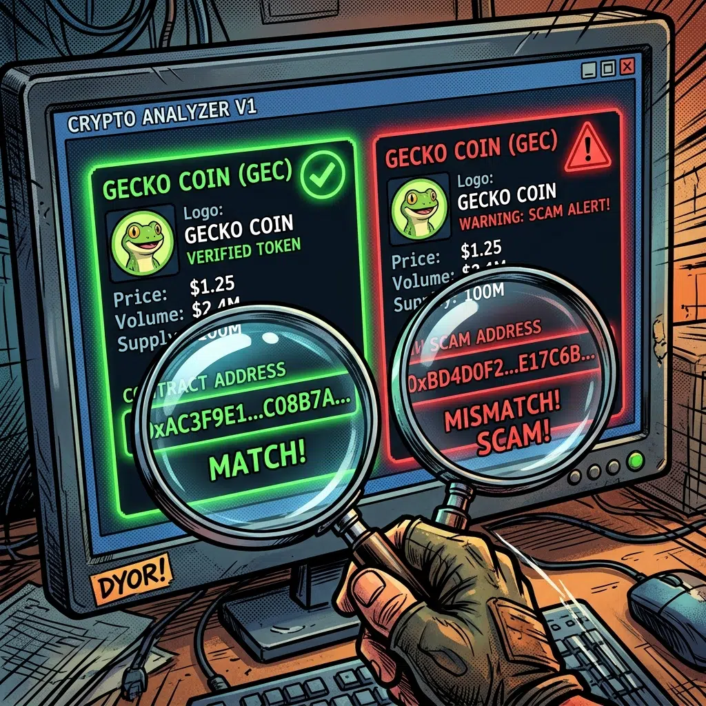 Comparing a real token contract address against a fake clone